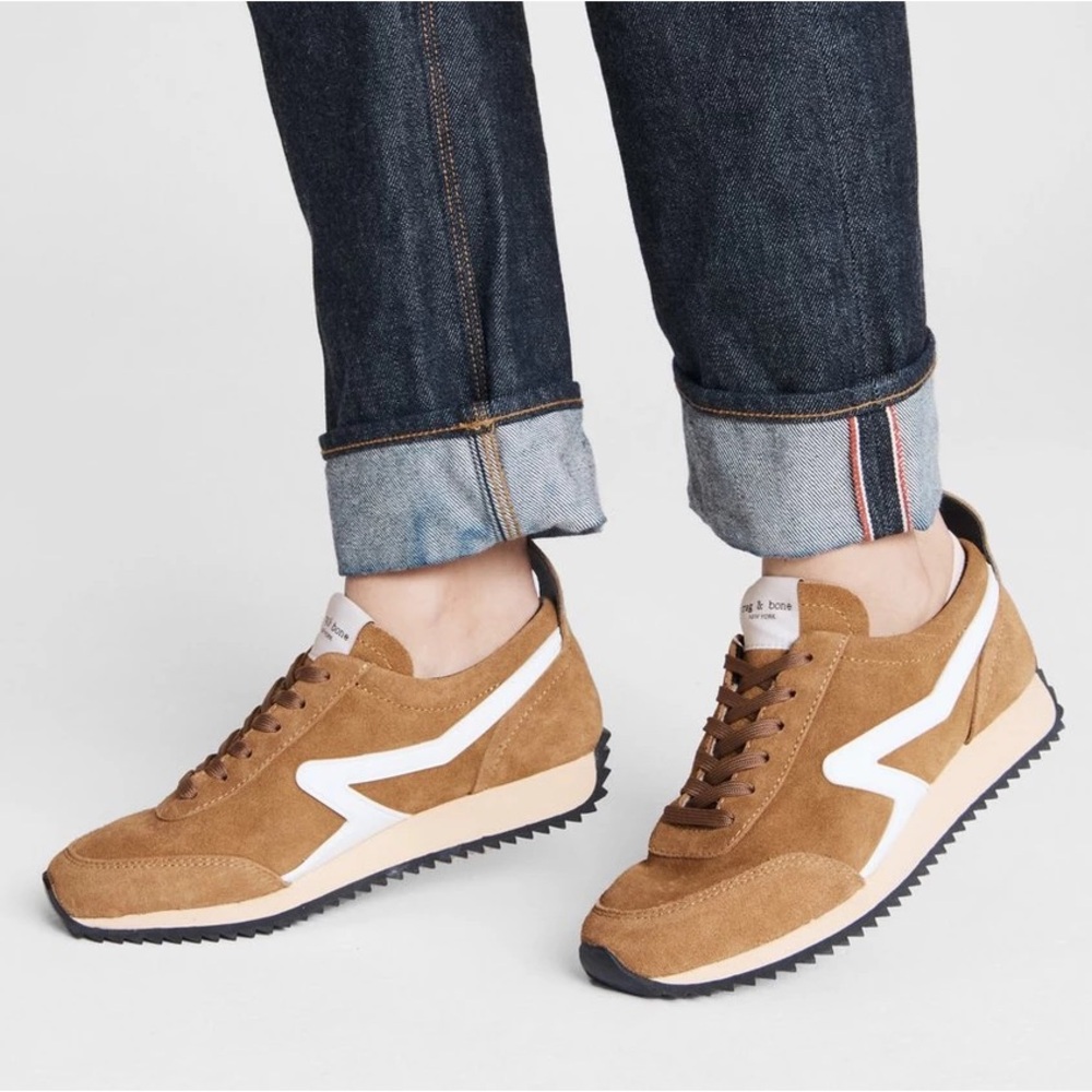 Rag & Bone Retro Runner Shoes in Golden Brown Suede 39 (8.5)